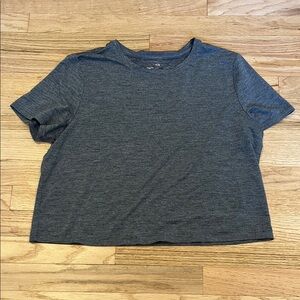 GAP Cropped Crewneck Tee - Charcoal Heather